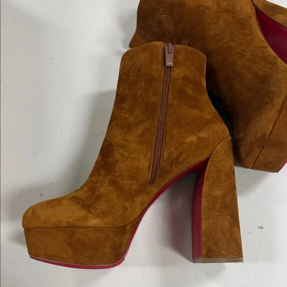 Christian Louboutin Movida Brown Suede Platform Ankle Boot with Red Sole 39,5 - Picture 5 of 8